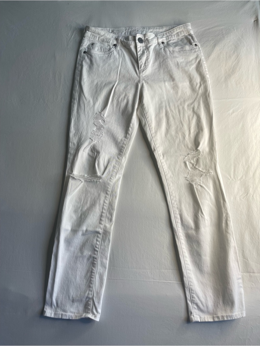 Kut from the Kloth White Straight-Leg Distressed Jeans